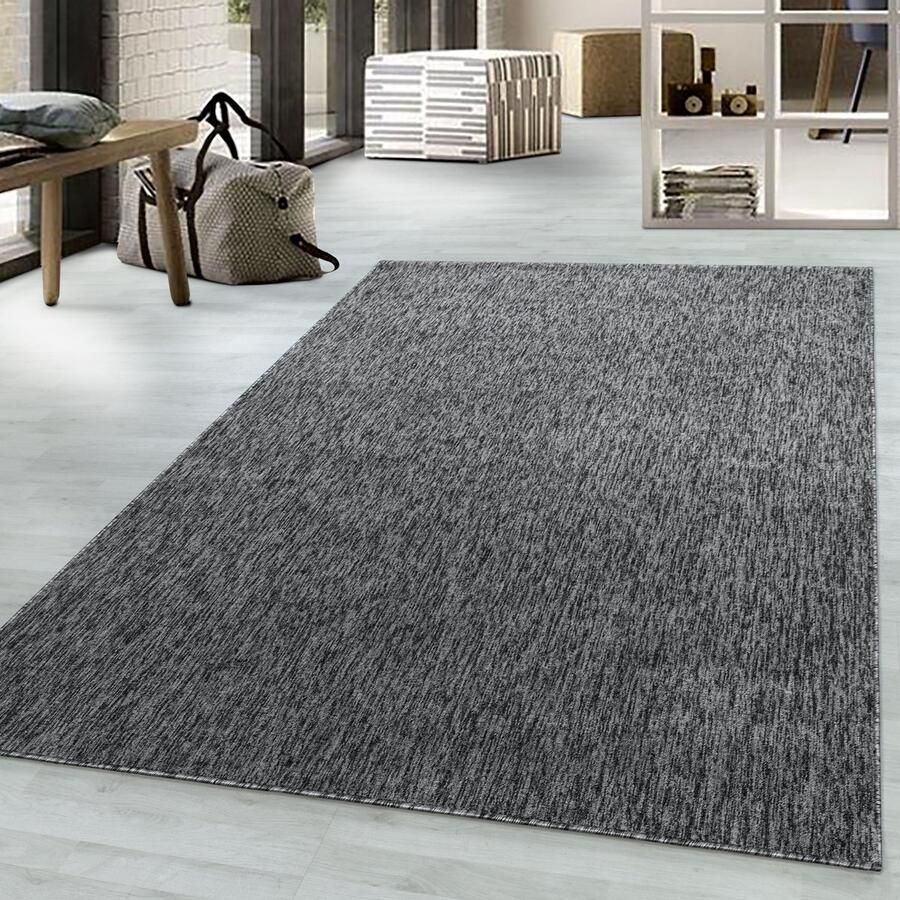 Adana Carpets Nizza Vloerkleed – Grijs – Laagpolig & Effen Design – 60x100 cm