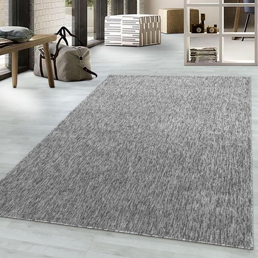 Adana Carpets Nizza Vloerkleed – Lichtgrijs – Laagpolig & Effen Design – 60x100 cm