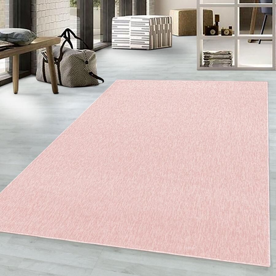Adana Carpets Nizza Vloerkleed – Roze – Laagpolig & Effen Design – 80x150 cm