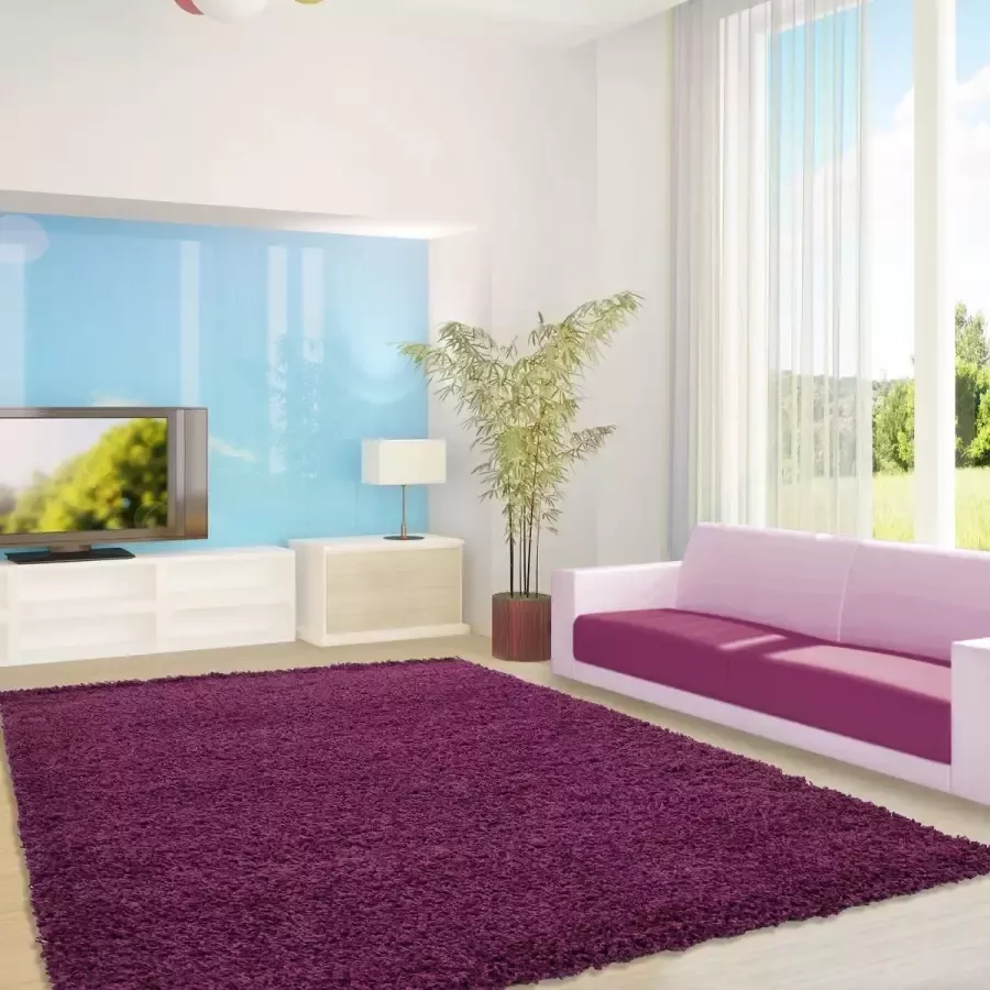 Adana Carpets Hoogpolig vloerkleed Cube Paars 60x110cm