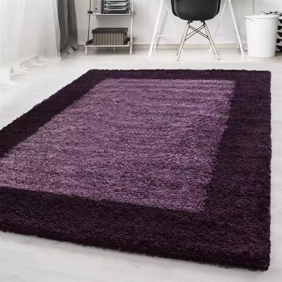 Adana Carpets Hoogpolig vloerkleed Edge Paars 60x110cm
