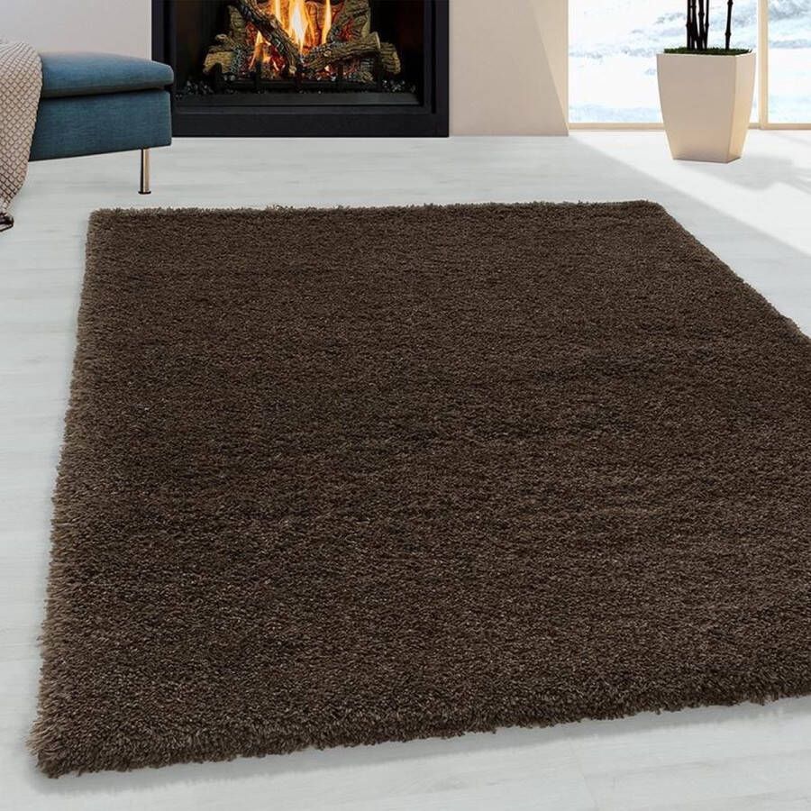 Adana Carpets Hoogpolig vloerkleed Fuzzy Bruin 280x370cm