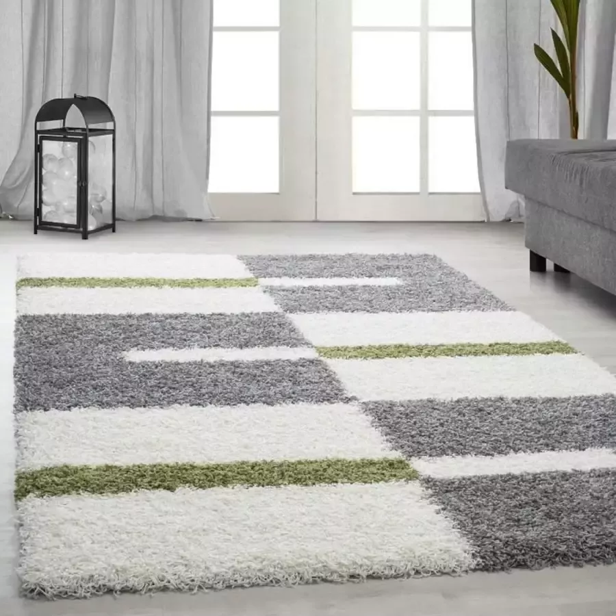 Adana Carpets Hoogpolig vloerkleed Gala Groen 120x170cm