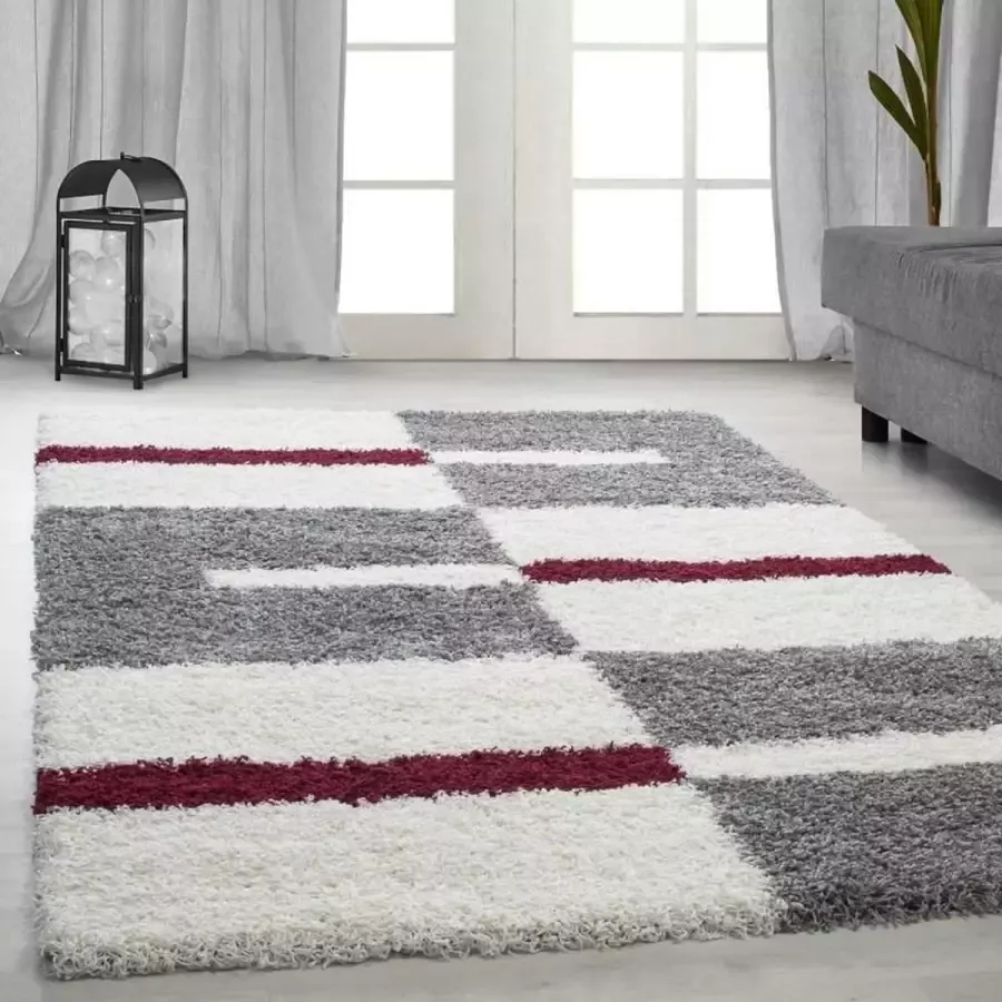 Adana Carpets Hoogpolig vloerkleed Gala Rood 140x200cm
