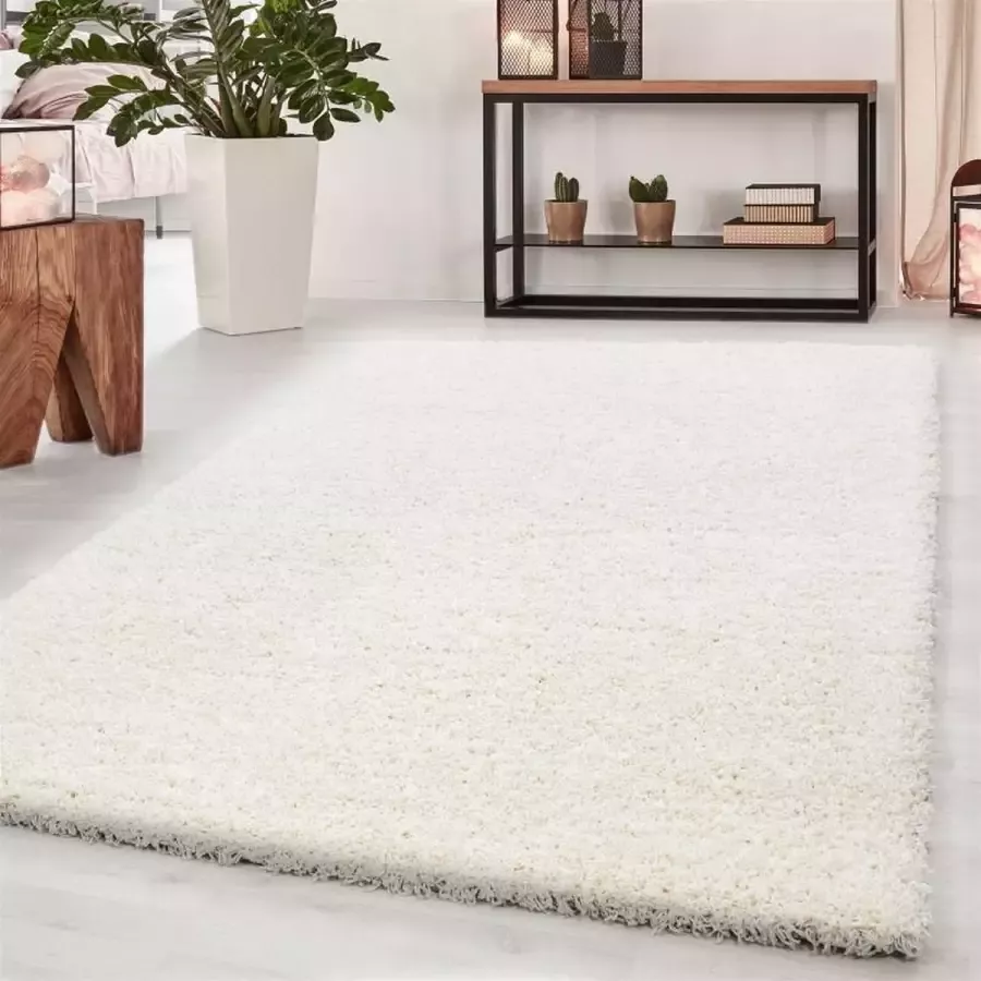 Adana Carpets Hoogpolig vloerkleed Sade Creme Wit 60x110cm