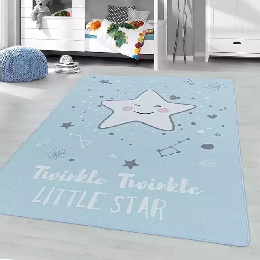 Adana Carpets Kindervloerkleed Pleun Ster Blauw 80x120cm