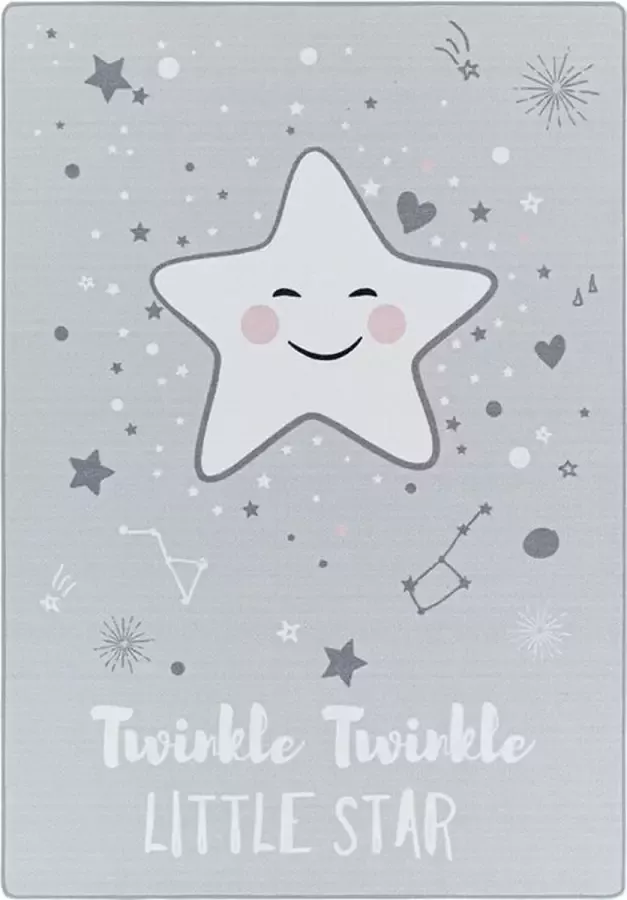 Adana Carpets Kindervloerkleed Pleun Ster Grijs 120x170cm