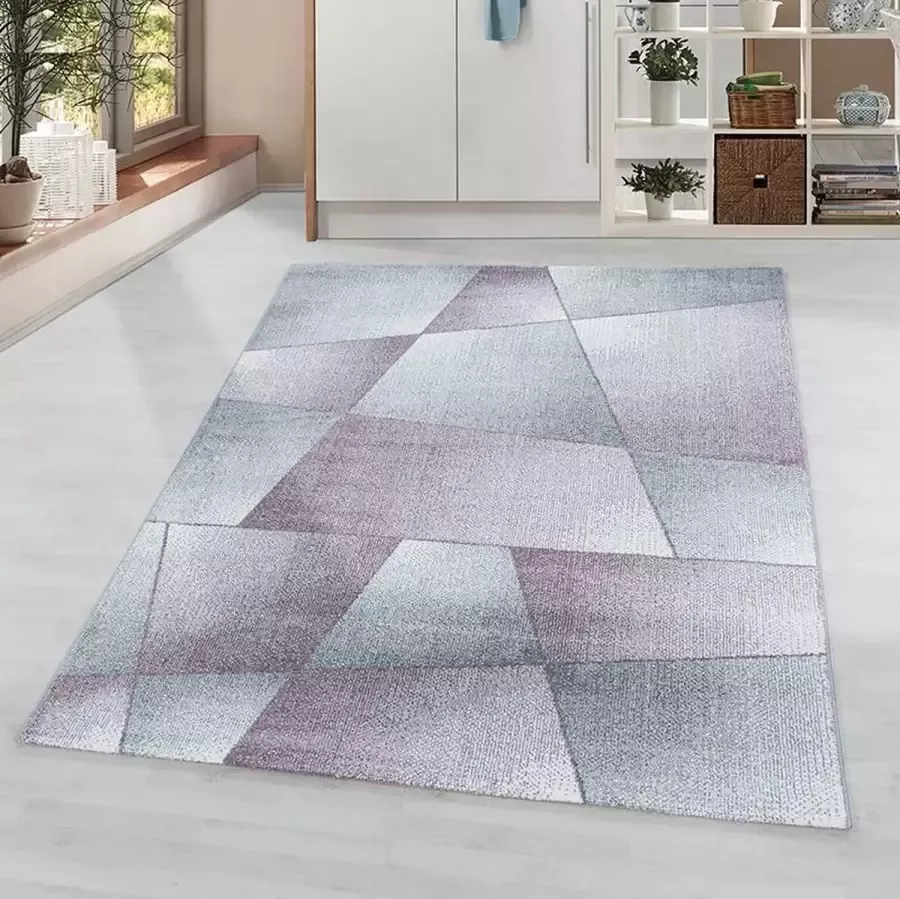 Adana Carpets Laagpolig vloerkleed Smoothly Design Paars Grijs 140x200cm - Foto 2