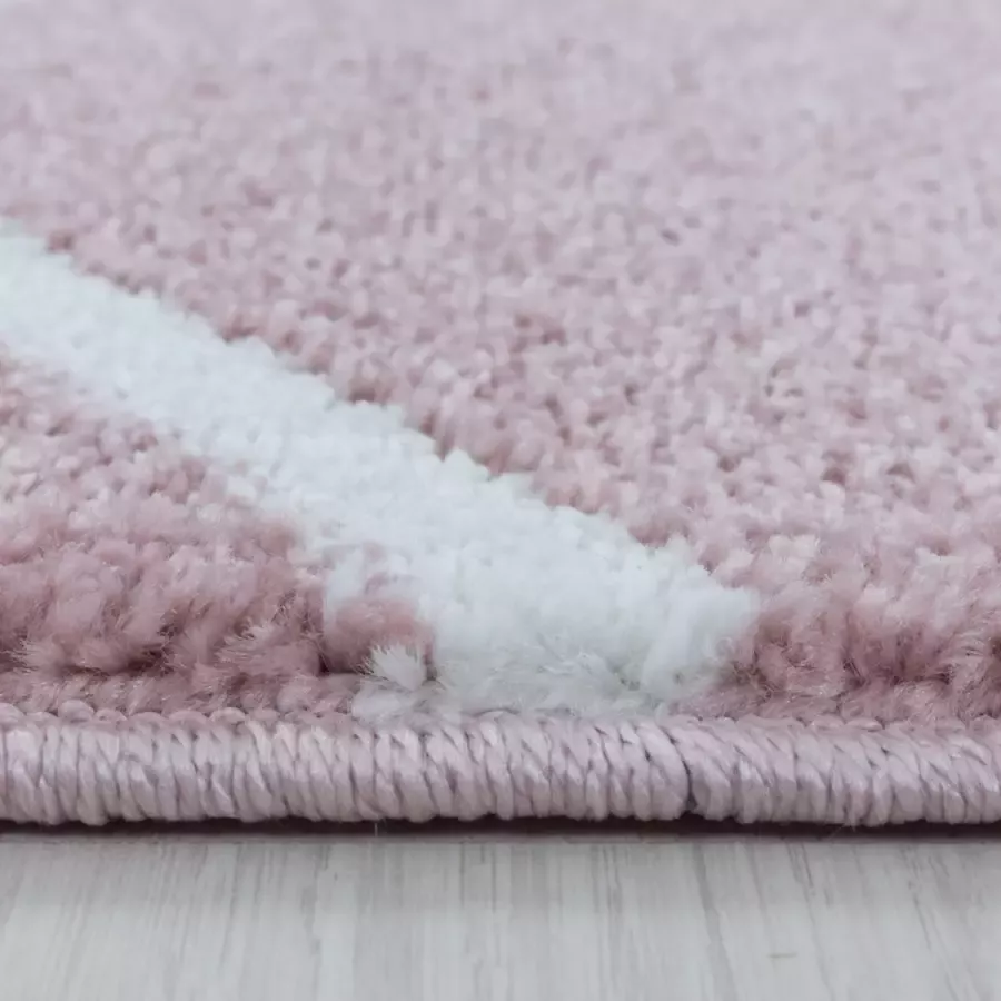 Adana Carpets Laagpolig vloerkleed Smoothly Weave Roze Wit 140x200cm (4602)