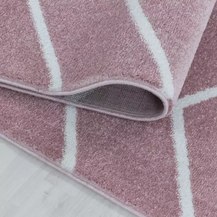 Adana Carpets Laagpolig vloerkleed Smoothly Weave Roze Wit 160x230cm (4602)