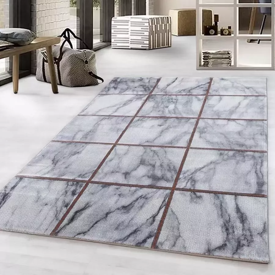 Adana Carpets Modern vloerkleed Marble Box Grijs Bruin 240x340cm