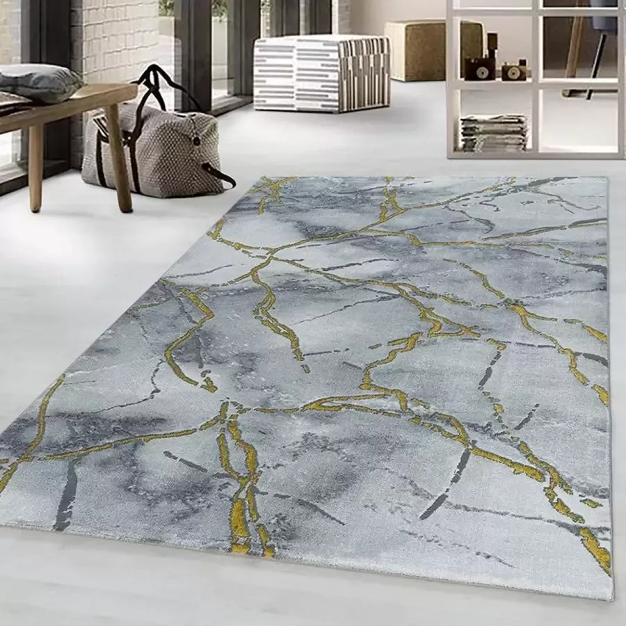 Adana Carpets Modern vloerkleed Marble Branch Grijs Goud 120x170cm - Foto 1
