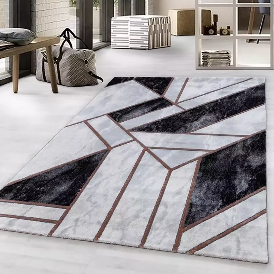 Adana Carpets Modern vloerkleed Marble Design Grijs Bruin 200x290cm