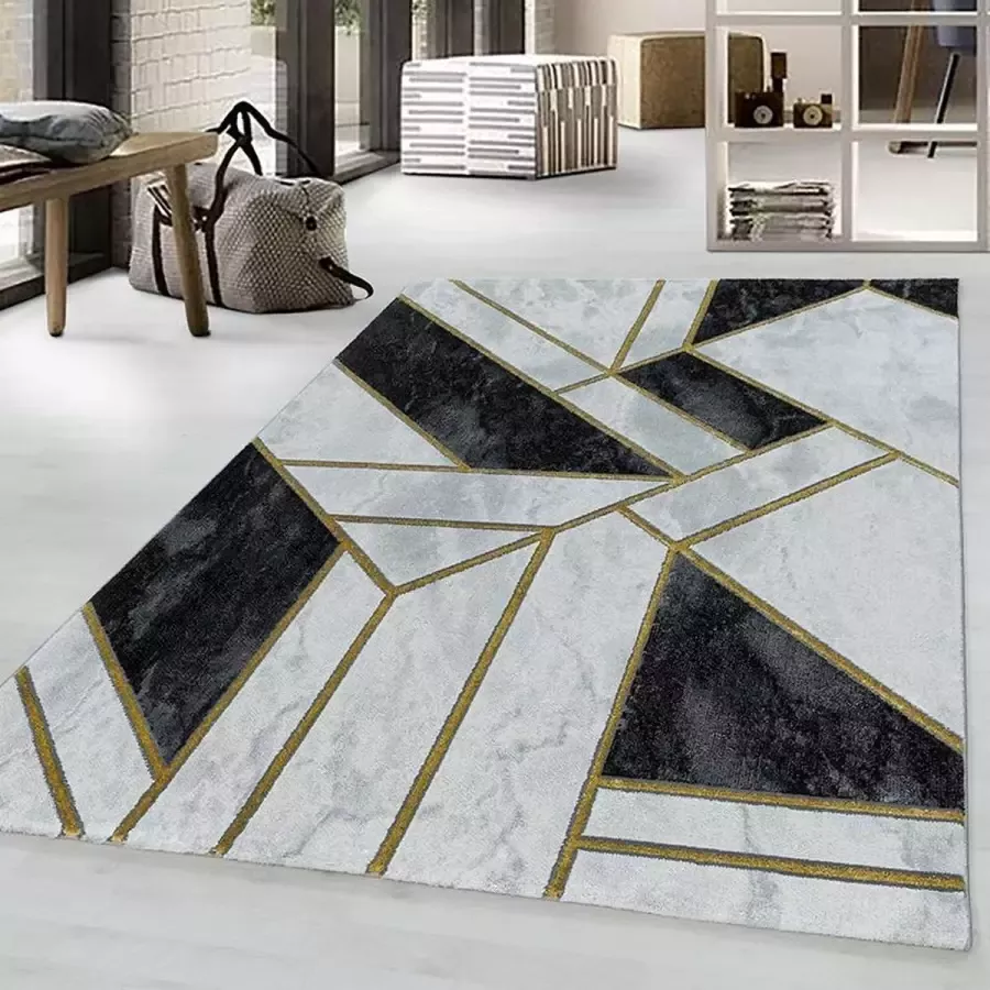 Adana Carpets Modern vloerkleed Marble Design Grijs Goud 120x170cm