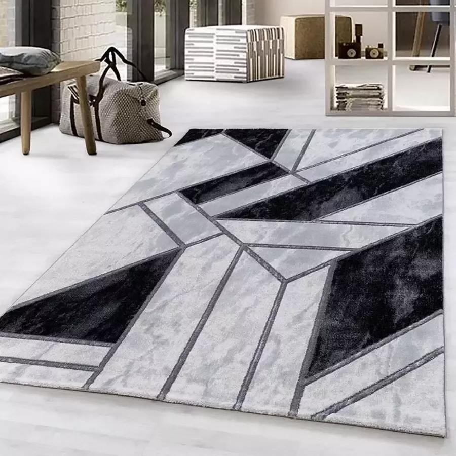Adana Carpets Modern vloerkleed Marble Design Grijs Zilver 240x340cm