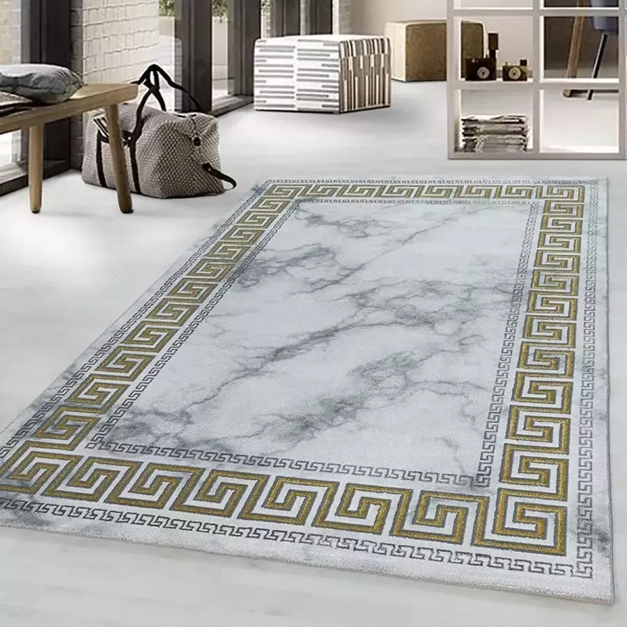 Adana Carpets Modern vloerkleed Marble Edge Grijs Goud 160x230cm - Foto 2