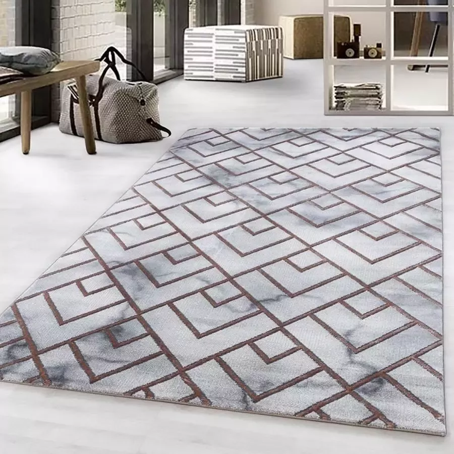 Adana Carpets Modern vloerkleed Marble Pattern Grijs Bruin 140x200cm - Foto 1