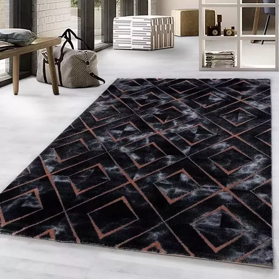 Adana Carpets Modern vloerkleed Marble Square Antraciet Bruin 140x200cm