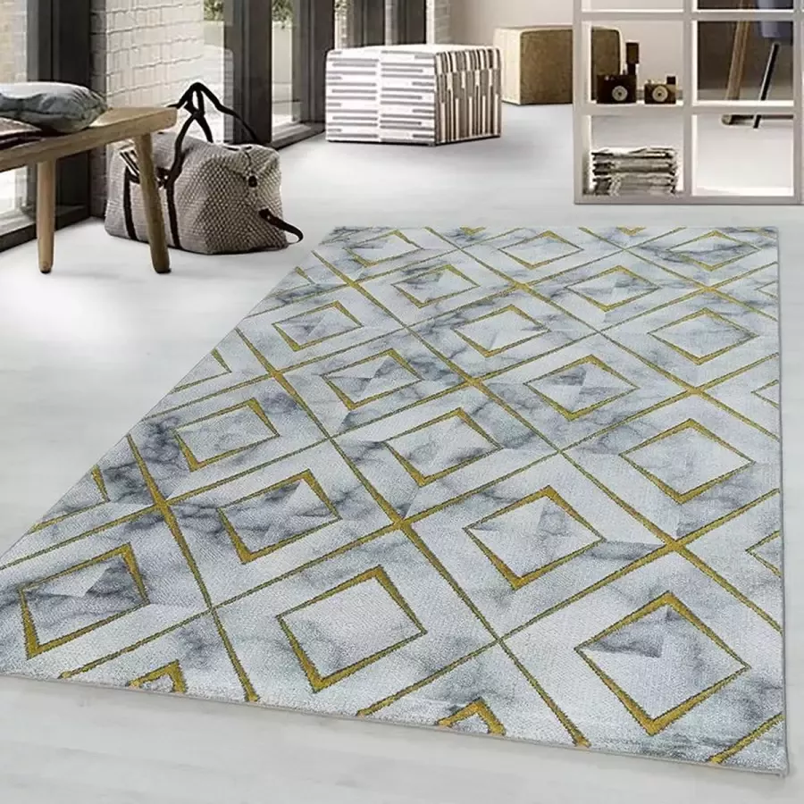 Adana Carpets Modern vloerkleed Marble Square Grijs Goud 200x290cm - Foto 2