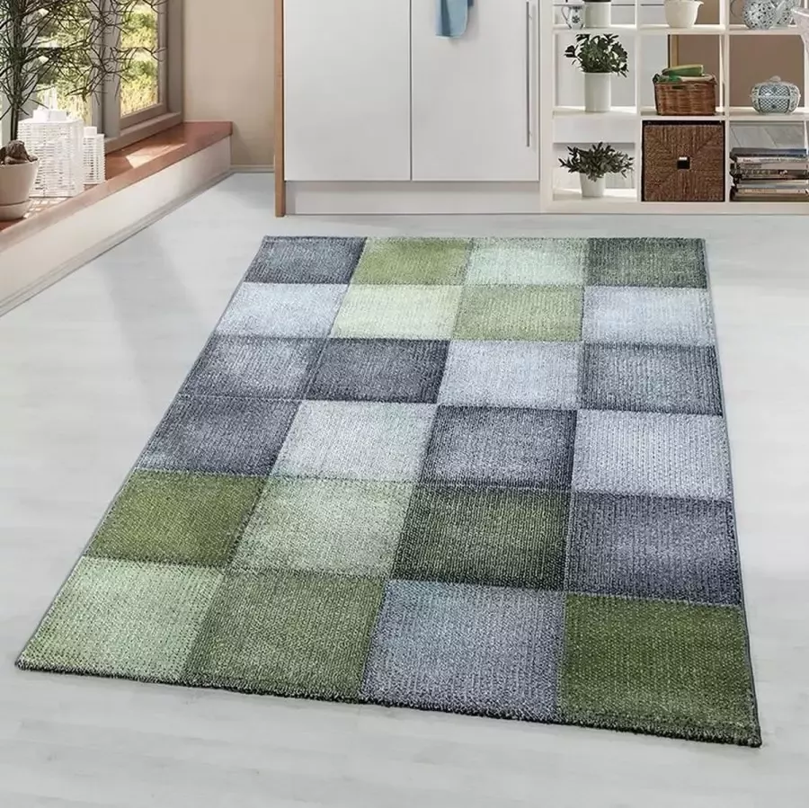 Adana Carpets Modern vloerkleed Optimism Block Groen Grijs 160x230cm