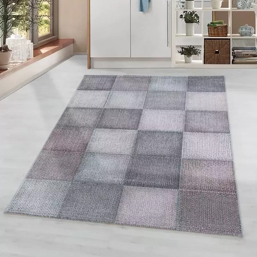 Adana Carpets Modern vloerkleed Optimism Block Roze Grijs 120x170cm - Foto 1
