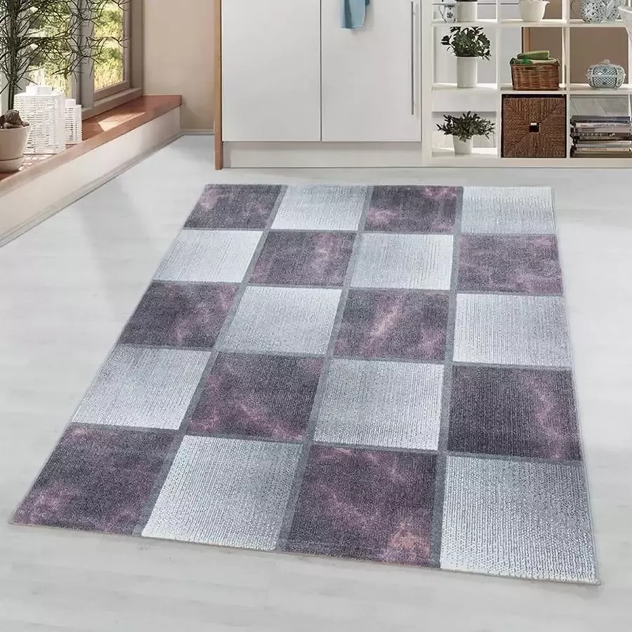 Adana Carpets Modern vloerkleed Optimism Box Paars Grijs 160x230cm