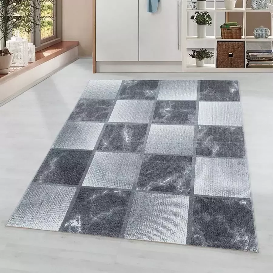 Adana Carpets Modern vloerkleed Optimism Box Zilver Grijs 140x200cm