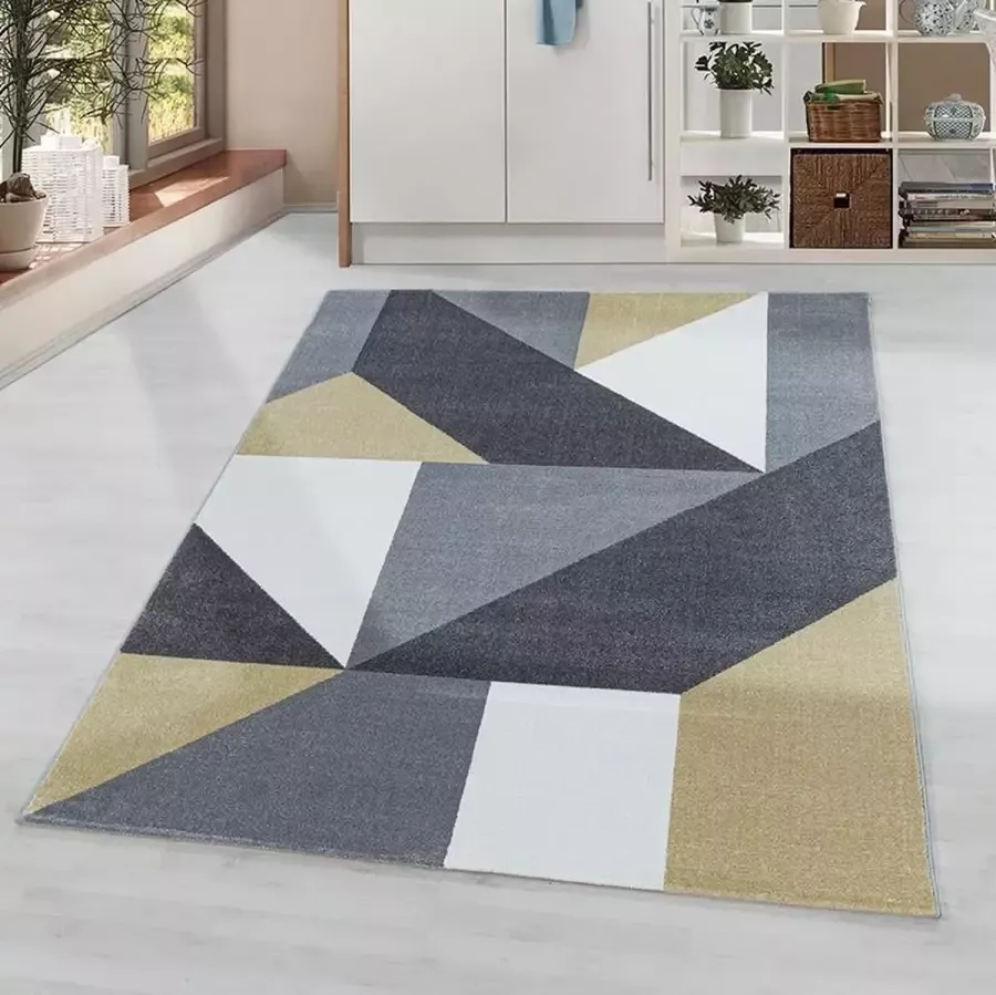 Adana Carpets Modern vloerkleed Optimism Design Geel Grijs 140x200cm - Foto 1