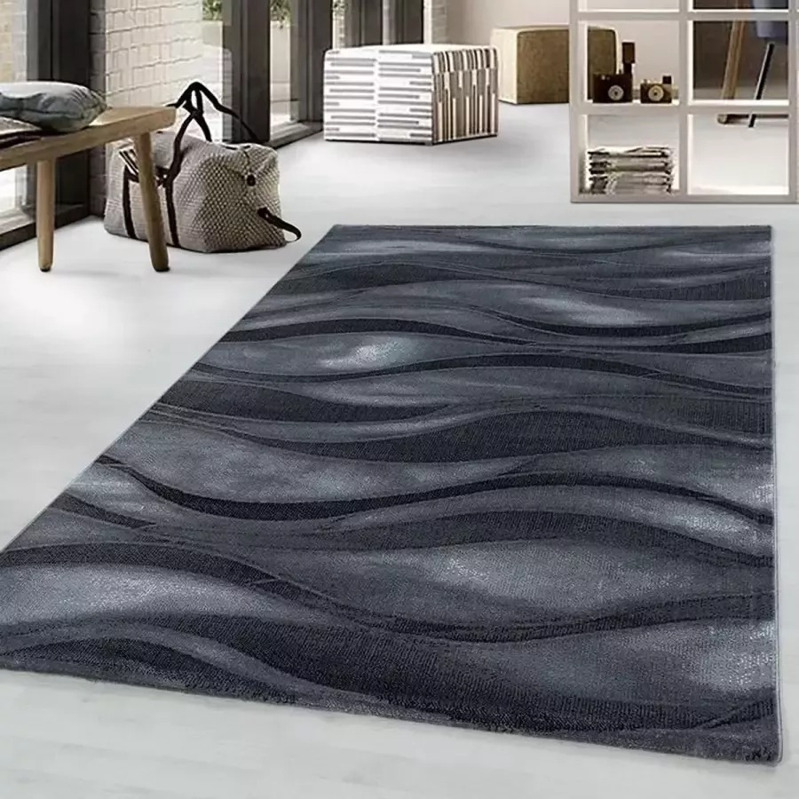 Adana Carpets Modern vloerkleed Streaky Current Zwart Grijs 160x230cm