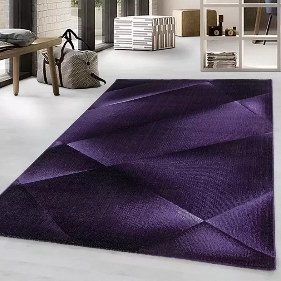 Adana Carpets Laagpolig vloerkleed abstract ontwerp violette kleur woonkamerkleed jute achterkant afmeting: 200 cm x 290 cm - Foto 2