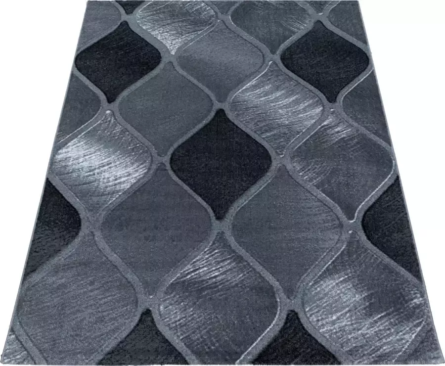 Adana Carpets Laagpolig vloerkleed geometrisch patroon zwart woonkamerkleed jute achterkant afmeting: 200 cm x 290 cm - Foto 6