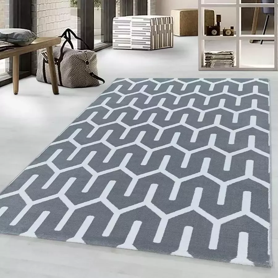 Adana Carpets Modern vloerkleed Streaky Pattern Grijs Wit 240x340cm - Foto 1