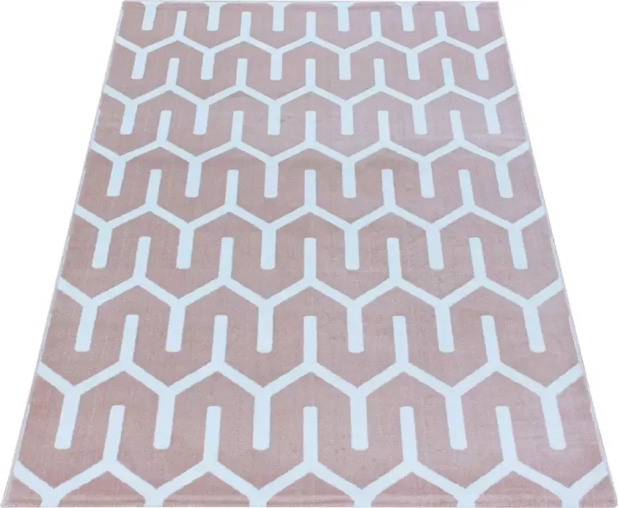 Adana Carpets Modern vloerkleed Streaky Pattern Roze Wit 120x170cm - Foto 1