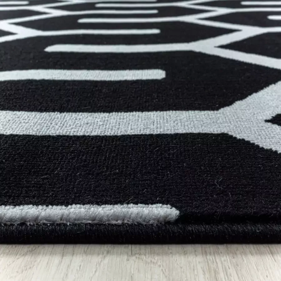 Adana Carpets Modern vloerkleed Streaky Pattern Zwart Wit 80x150cm (3524)