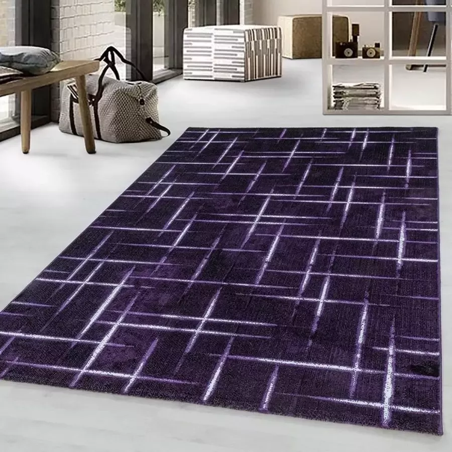 Adana Carpets Modern vloerkleed Streaky Skretch Paars Wit 140x200cm
