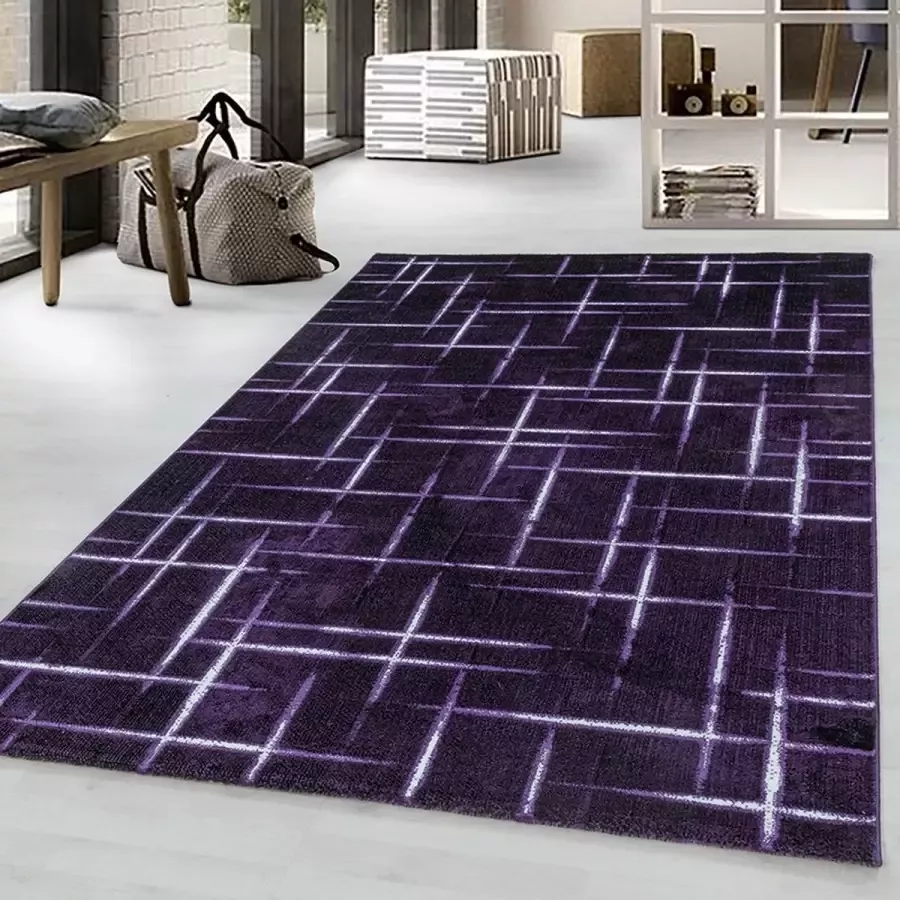 Adana Carpets Modern vloerkleed Streaky Skretch Paars Wit 120x170cm