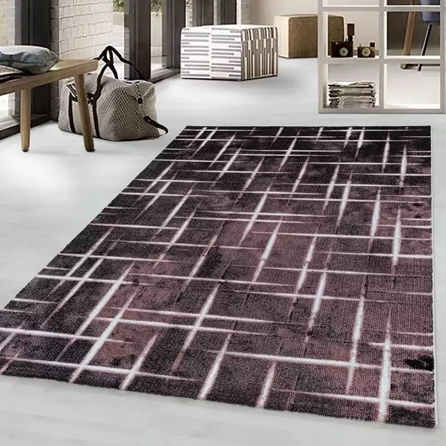 Adana Carpets Modern vloerkleed Streaky Skretch Roze Wit 120x170cm