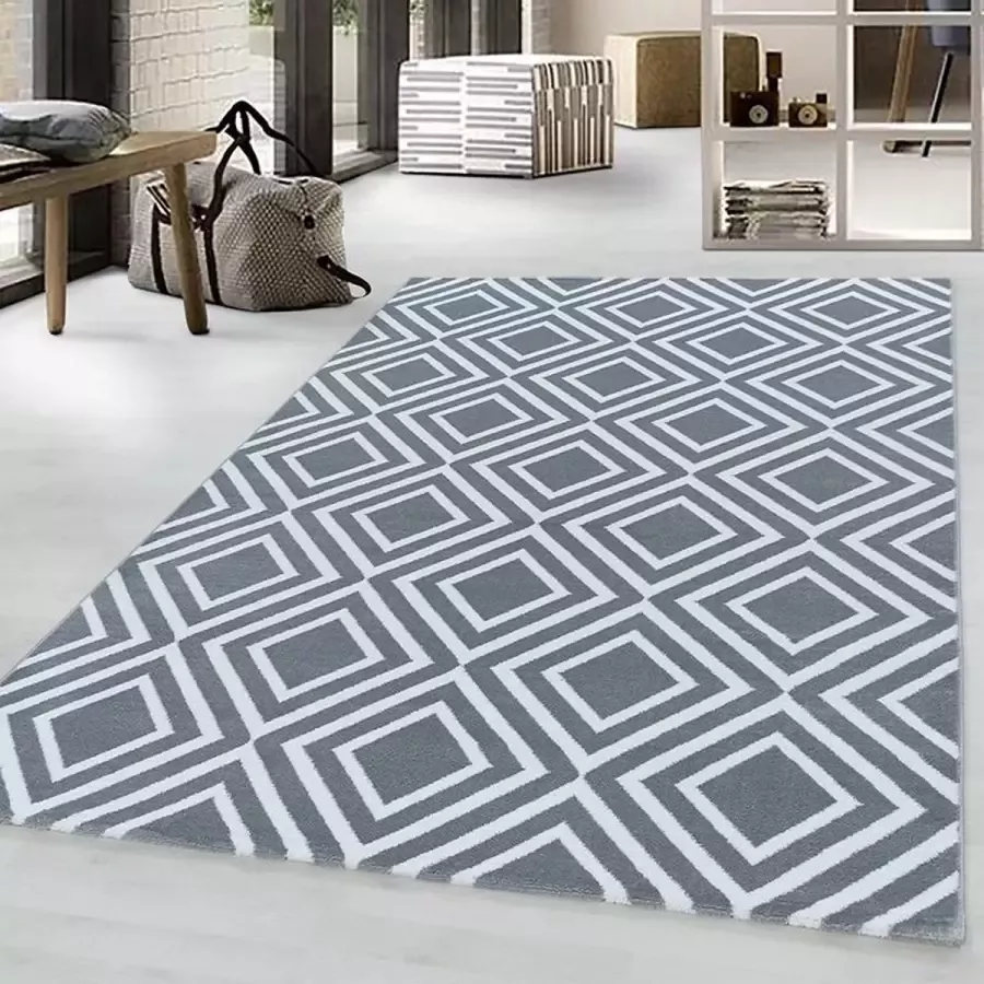 Adana Carpets Modern vloerkleed Streaky Square Grijs Wit 240x340cm - Foto 2