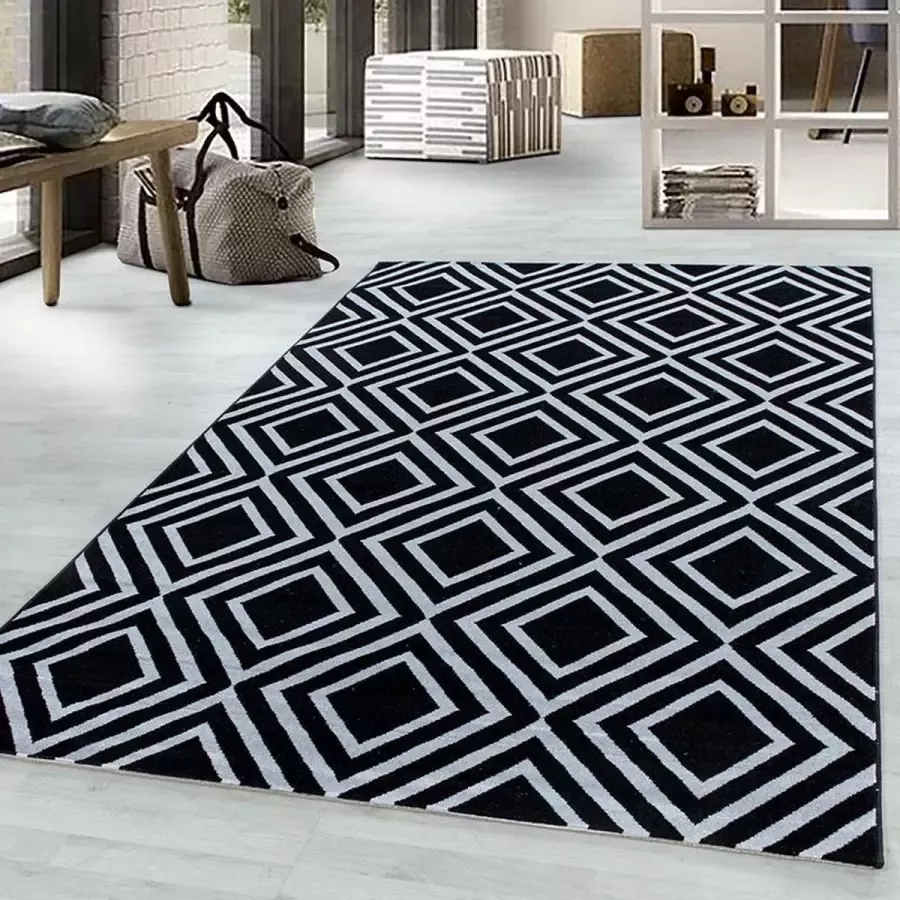 Adana Carpets Modern vloerkleed Streaky Square Zwart 240x340cm - Foto 1
