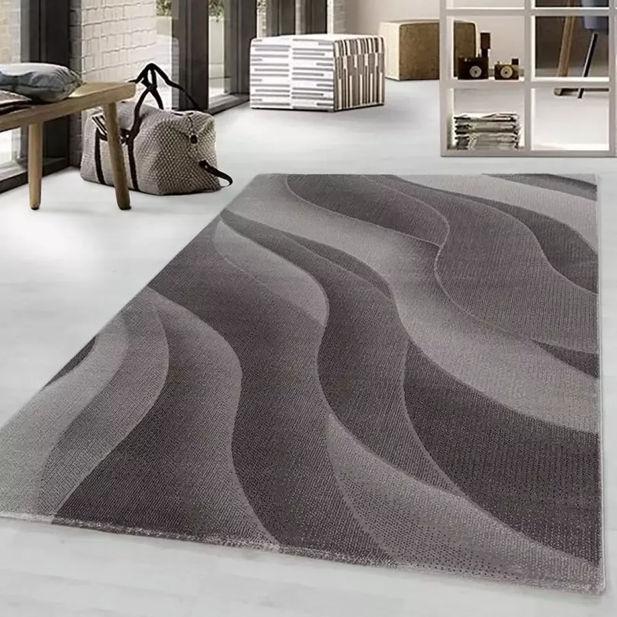Adana Carpets Modern vloerkleed Streaky Waves Bruin Beige 200x290cm