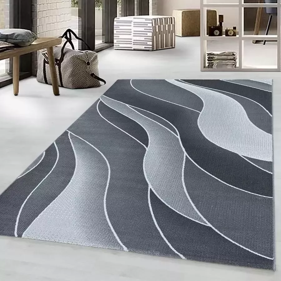 Adana Carpets Modern vloerkleed Streaky Waves Grijs Wit 140x200cm