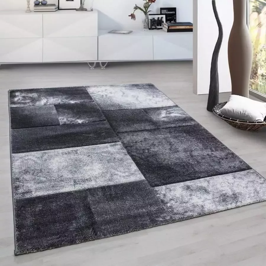 Flycarpets Laagpolig vloerkleed met ruitpatroon grijs geschikt voor de woonkamer met een jute achterkant afmetingen: 120 cm x 170 cm - Foto 2