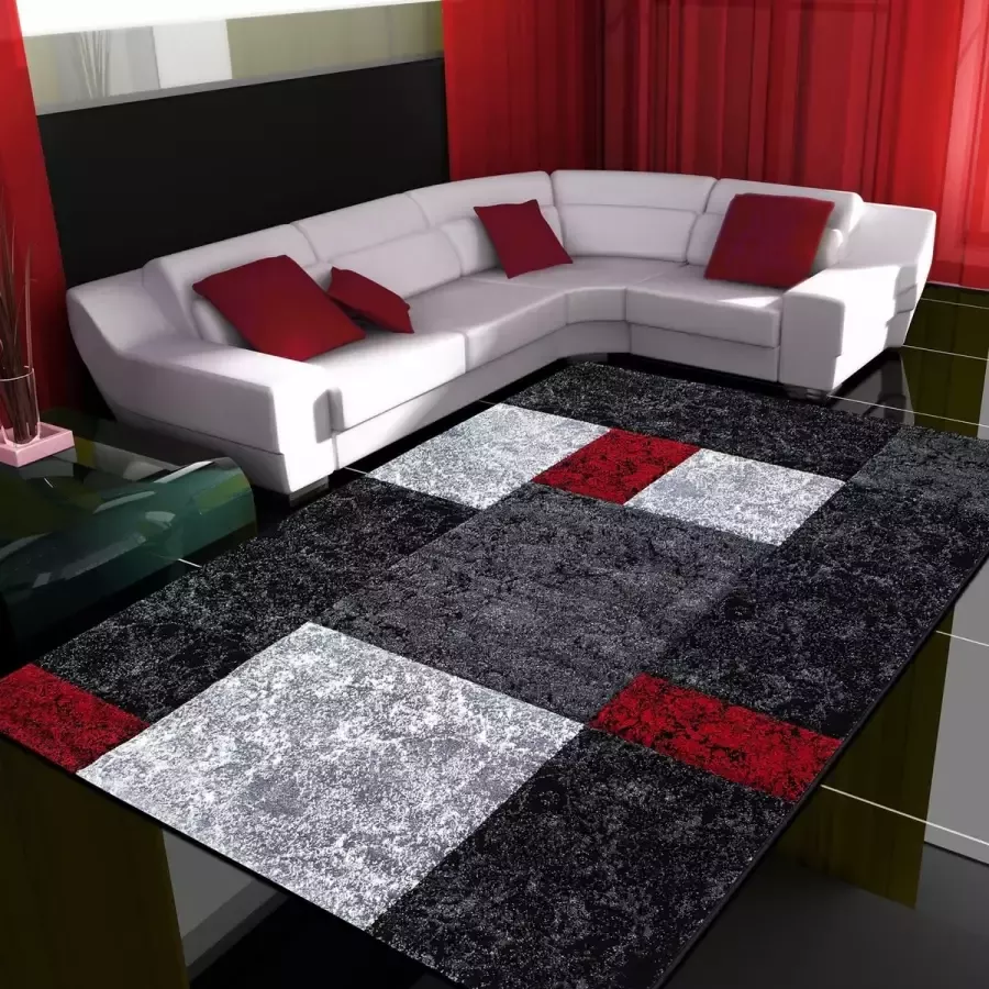 Flycarpets Laagpolig vloerkleed geruit patroon rood woonkamerkleed jute achterkant afmeting: 160 cm x 230 cm - Foto 4