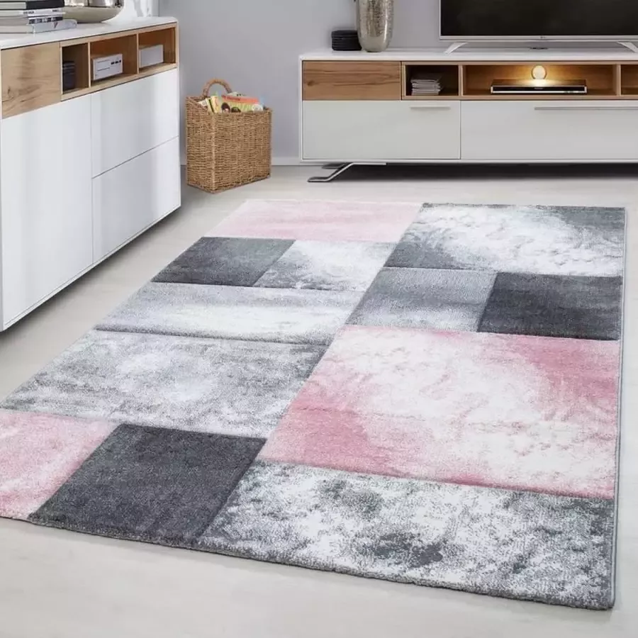 Adana Carpets Modern vloerkleed Tetris Roze 1710 160x230cm