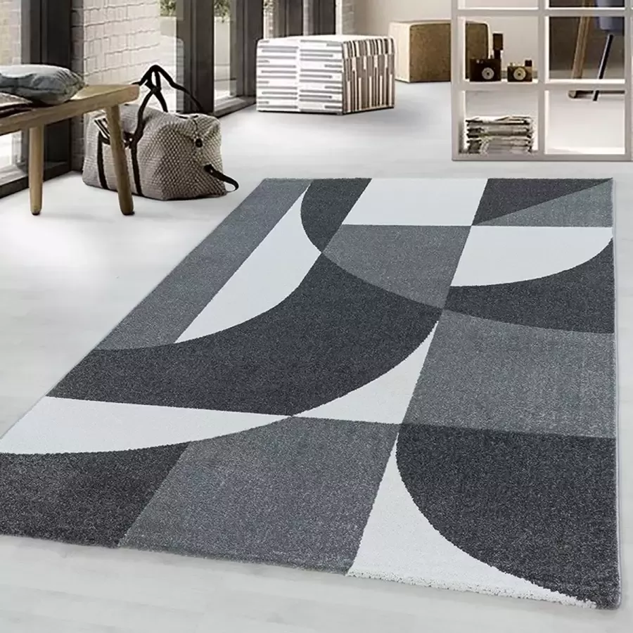 Adana Carpets Retro vloerkleed Stencil Forms Antraciet Grijs 140x200cm