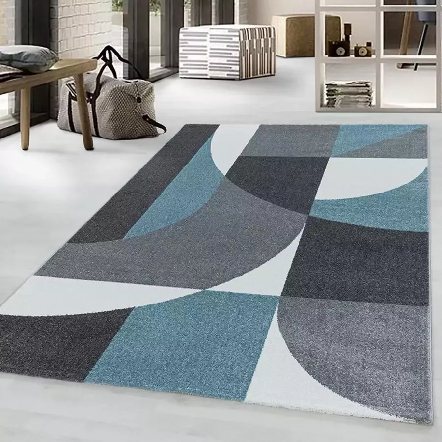 Adana Carpets Retro vloerkleed Stencil Forms Blauw Grijs 160x230cm