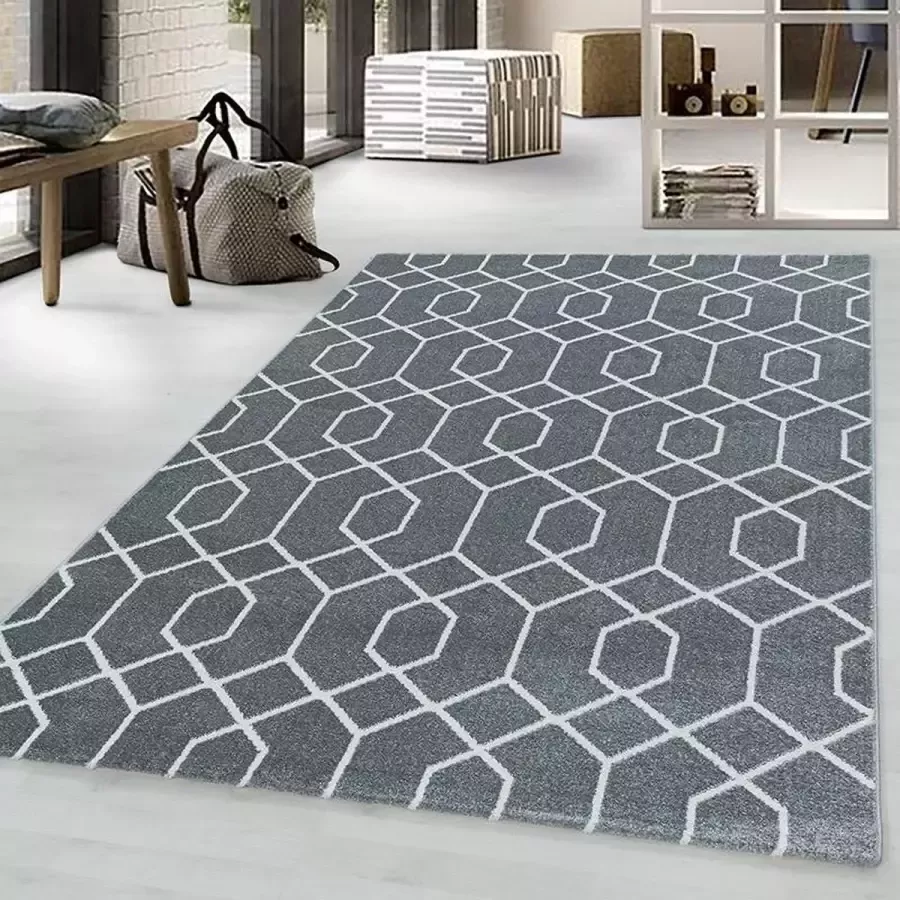 Adana Carpets Retro vloerkleed Stencil Pattern Grijs Wit 120x170cm - Foto 2