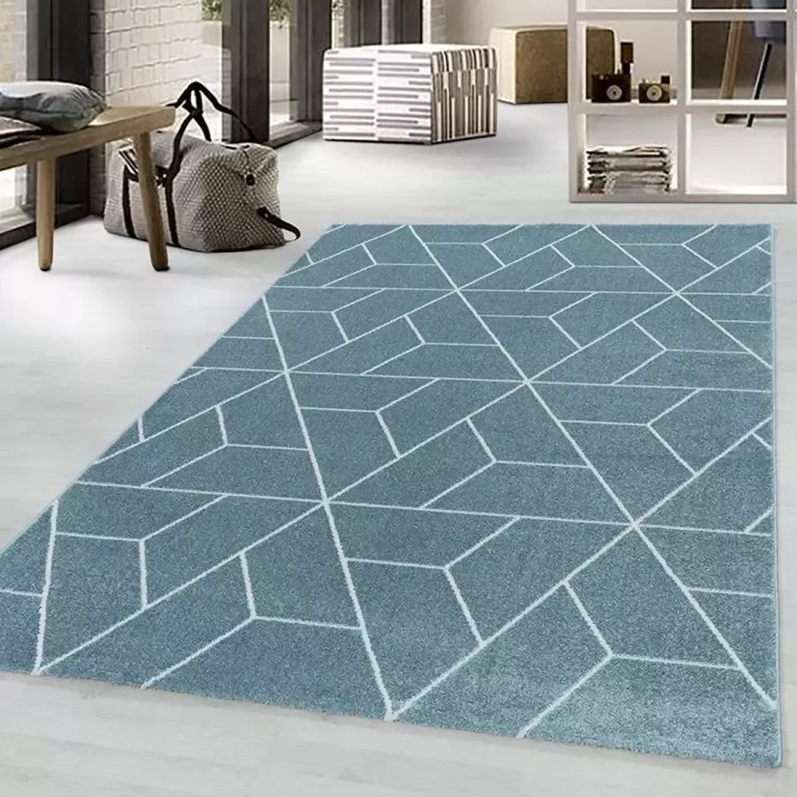 Adana Carpets Retro vloerkleed Stencil Triangle Grijs Wit 200x290cm - Foto 2