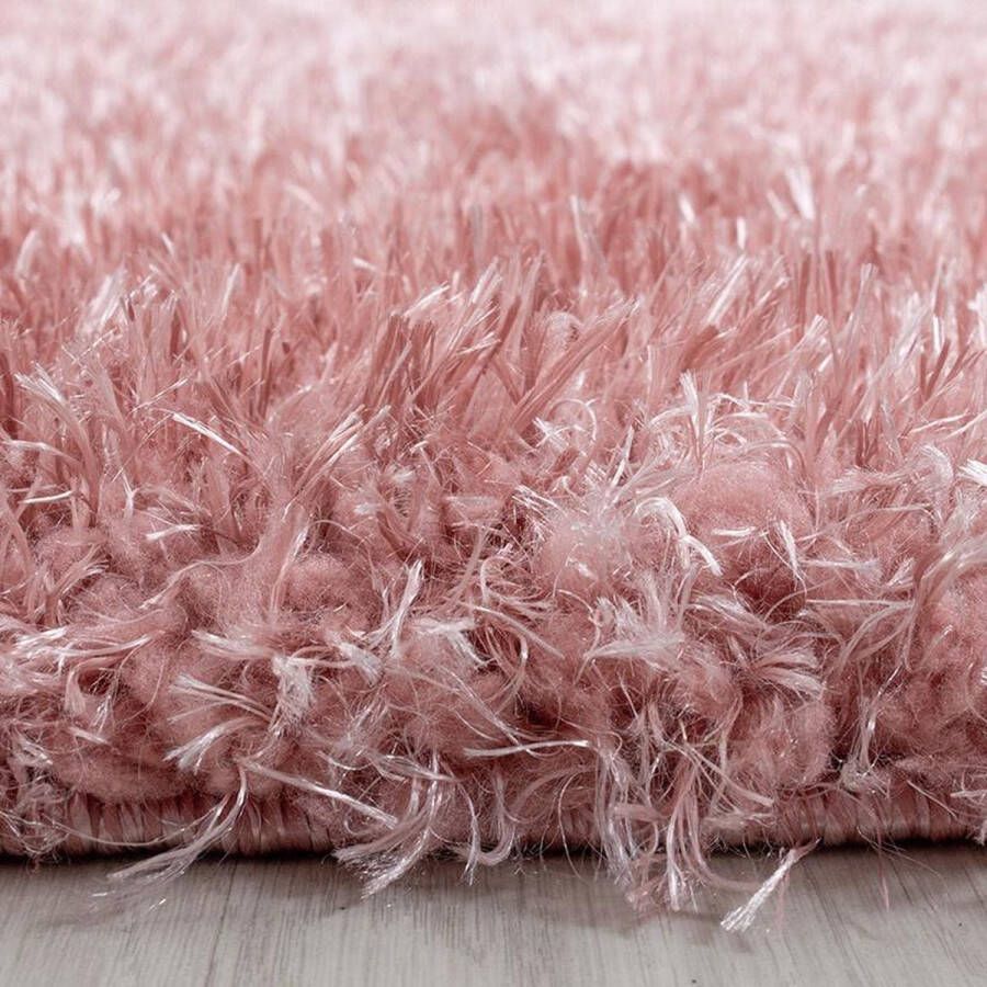 Adana Carpets Rond Hoogpolig vloerkleed Blushy Roze Ø 80cm