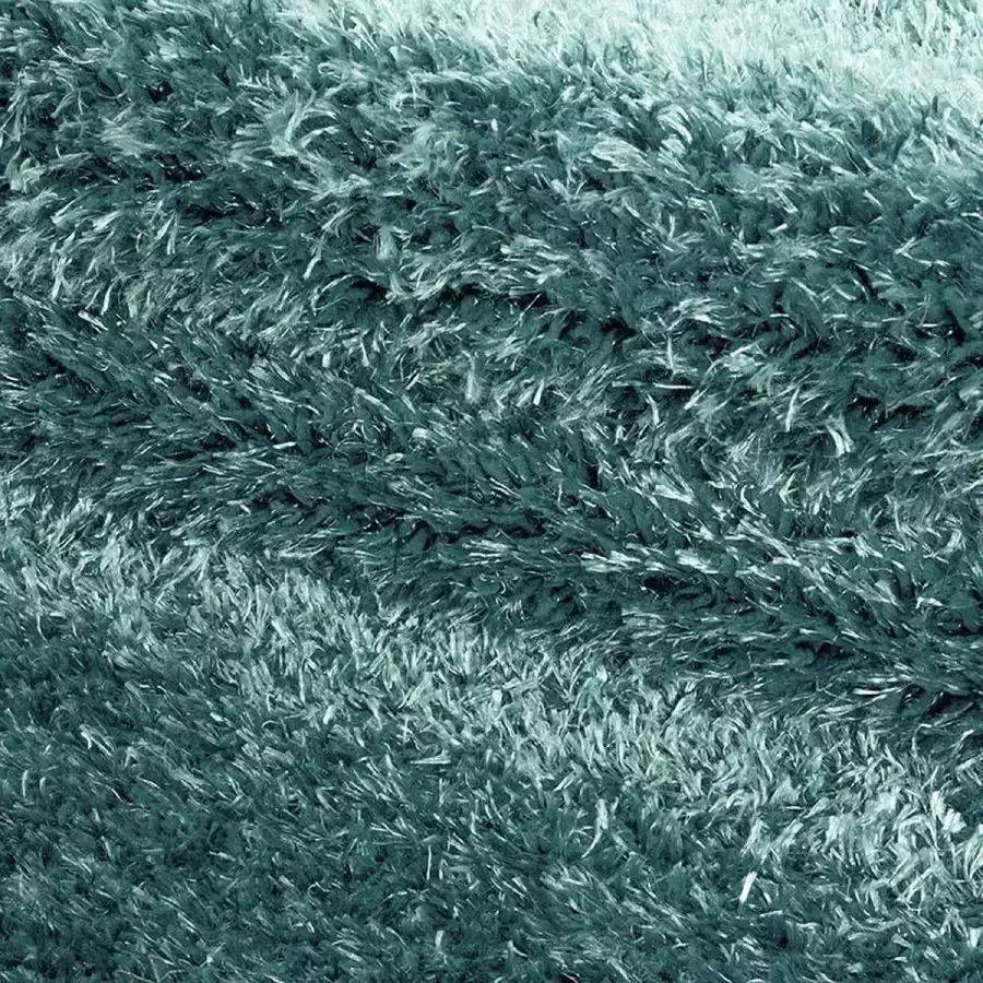 Adana Carpets Hoogpolig vloerkleed effen kleur turquoise woonkamerkleed jute achterkant afmeting: 160 cm rond - Foto 3